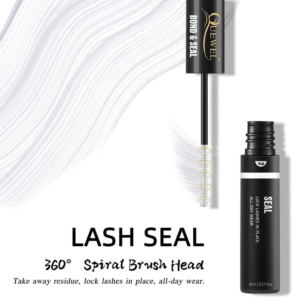 QUEWEL Lash Clusters Bond & Seal demonstrates strong waterproof hold