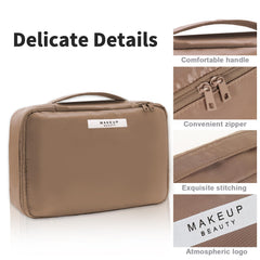 Queboom detachable cosmetic bag in coffee color adds portable storage