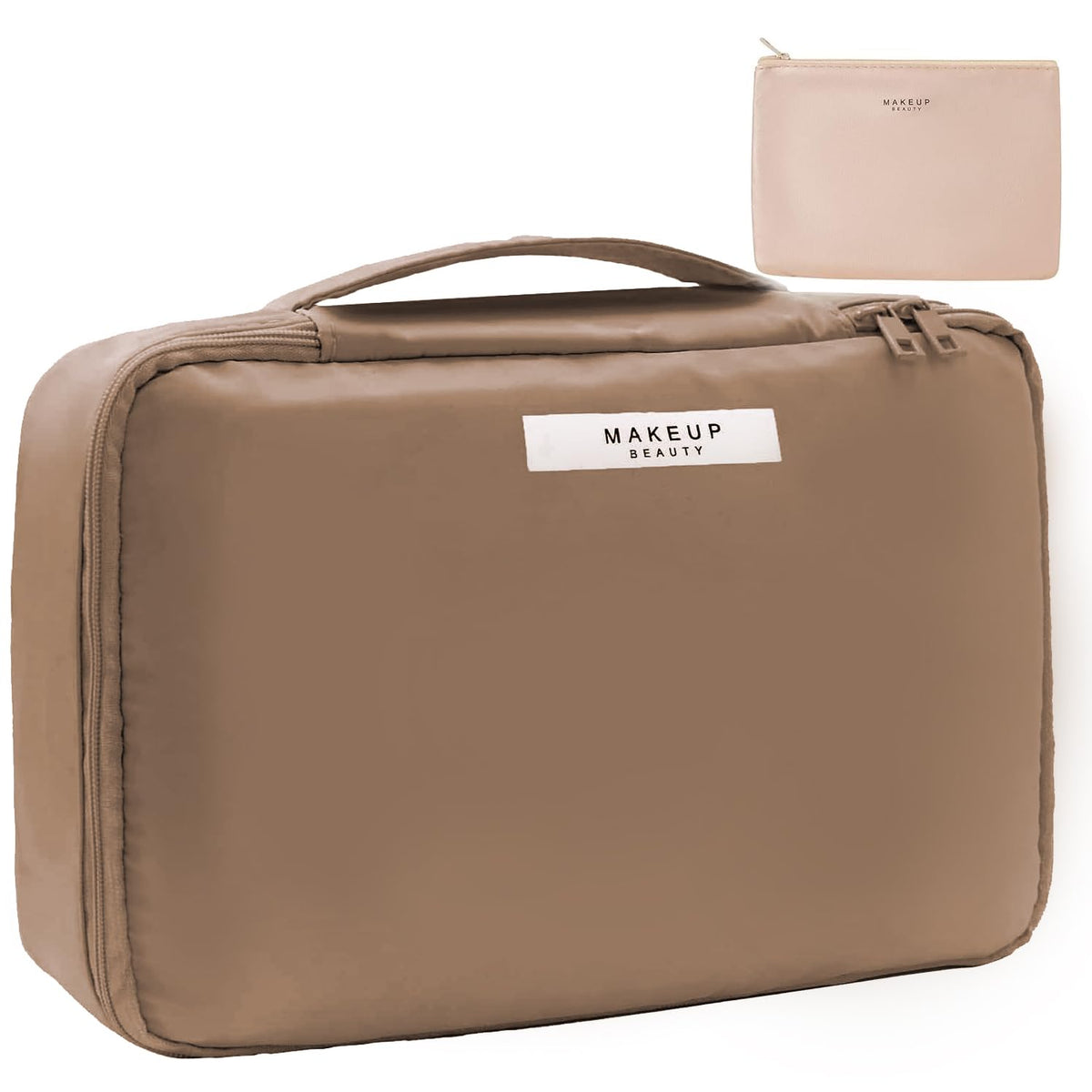 Queboom travel makeup bag main compartment keeps cosmetics organized for trips