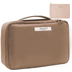 Queboom travel makeup bag main compartment keeps cosmetics organized for trips