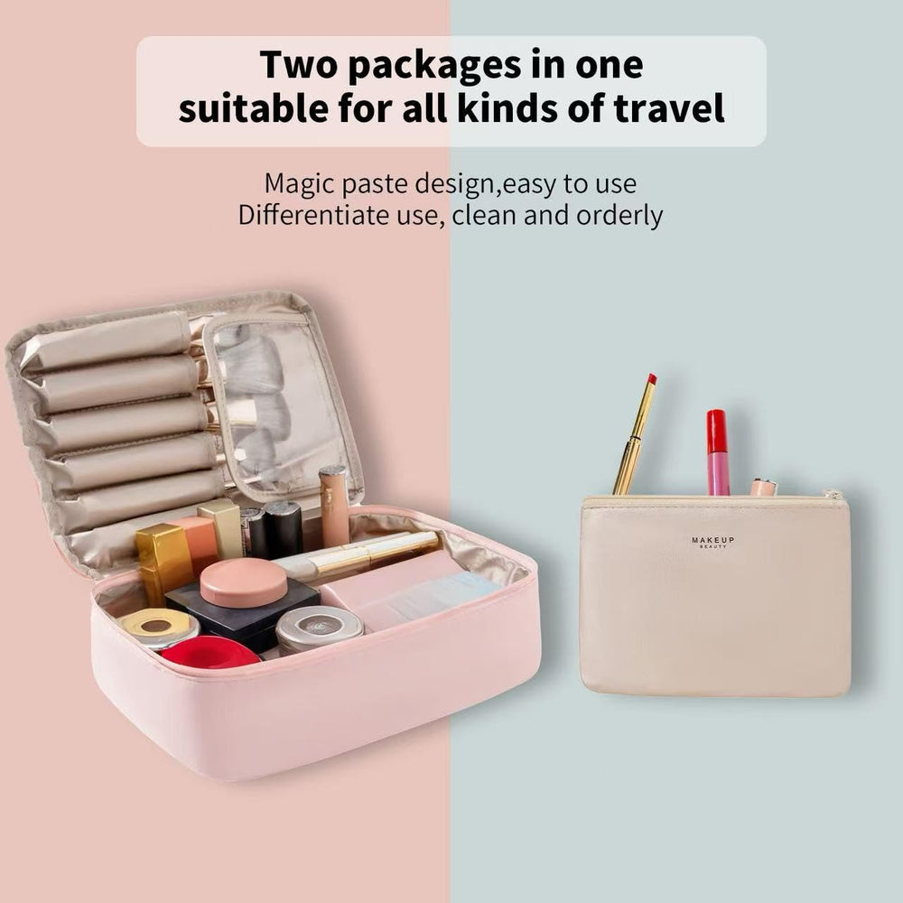 Queboom pink bag brush compartment keeps tools tidy