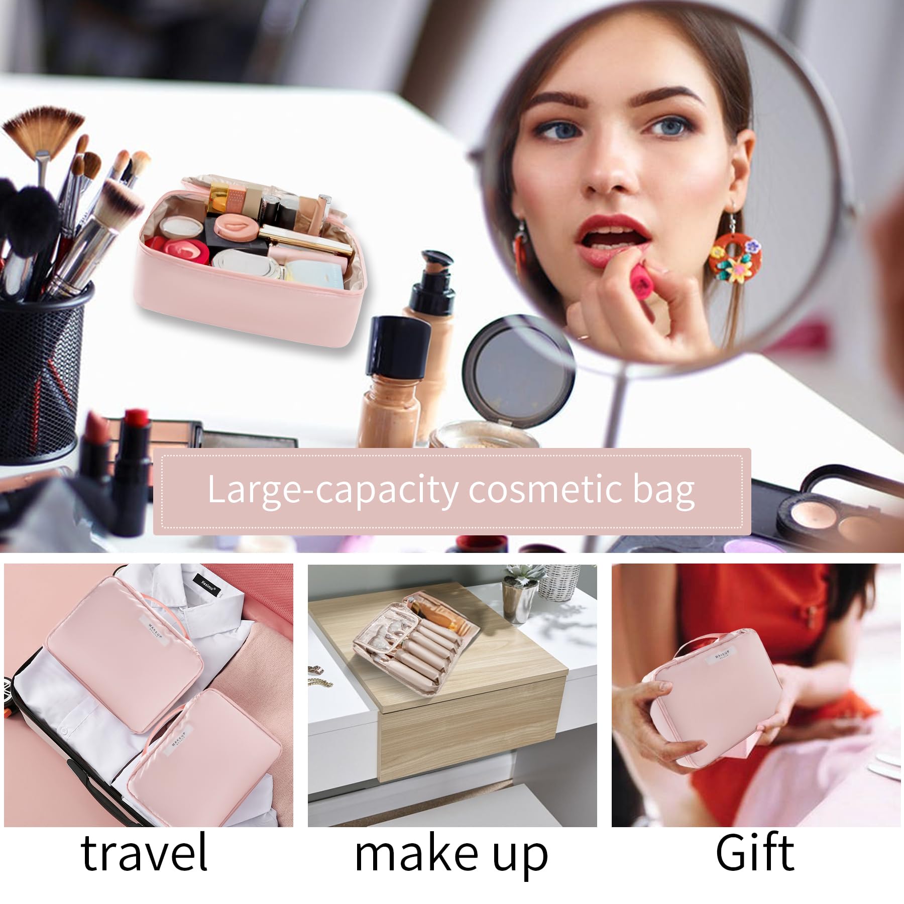 Queboom pink case with waterproof exterior protecting contents