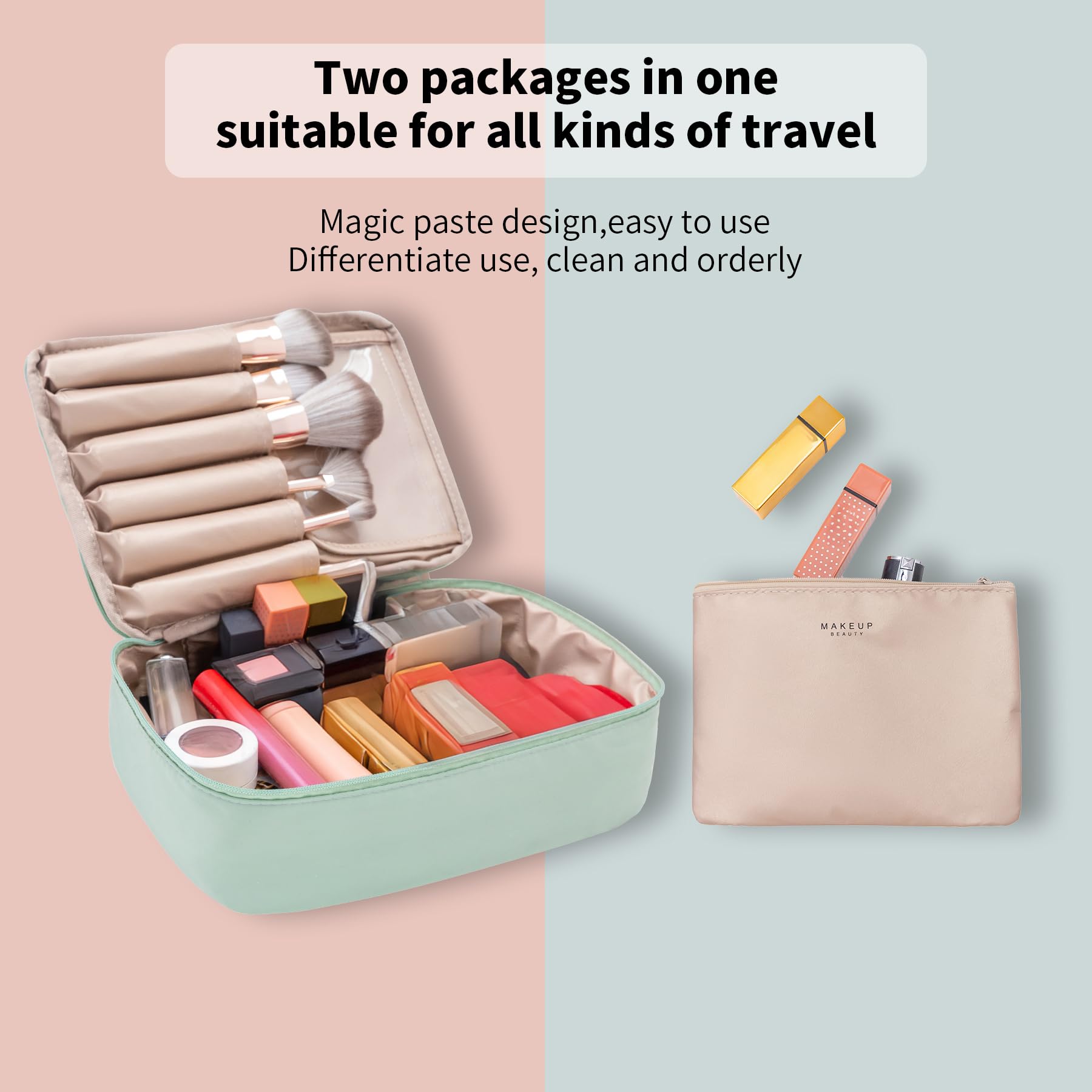 Queboom travel bag with three compartments for easy access and separation.