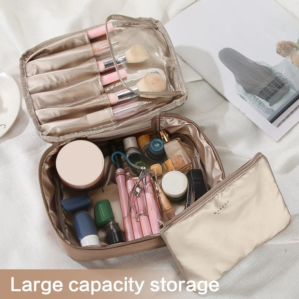 Queboom makeup bag waterproof exterior and interior protect items on journeys