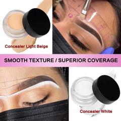QUEEJOY white and light beige brow concealer highlights around brows and lips.