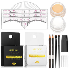 QUEEJOY Brow Mapping String setup with dual-color ink for precise skin marks.
