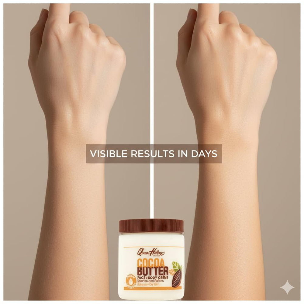 Queen Helene Cocoa Butter Creme on body to lock in hydration.