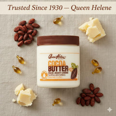Color swatch of Queen Helene Cocoa Butter Creme showing smooth texture on skin.