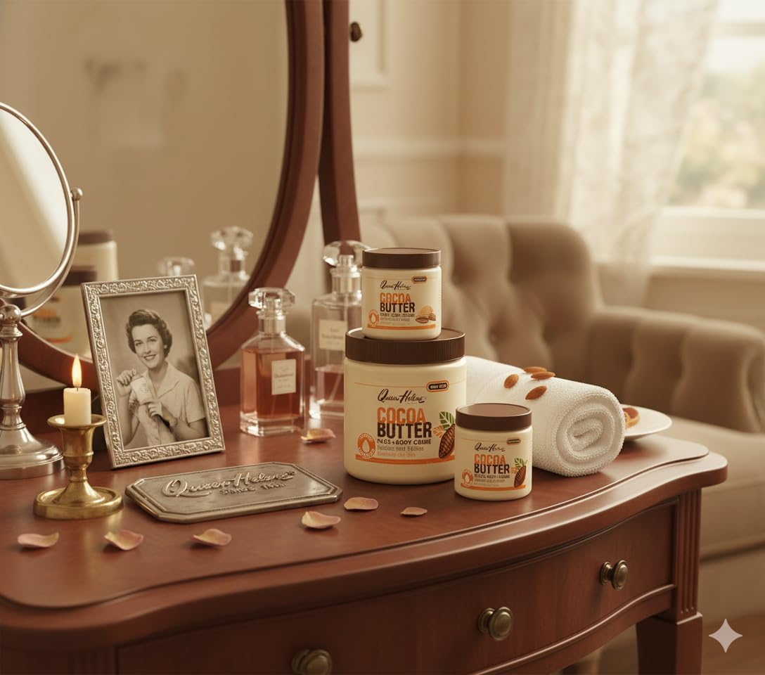 Triple-pack display of Queen Helene Cocoa Butter Creme packaging.