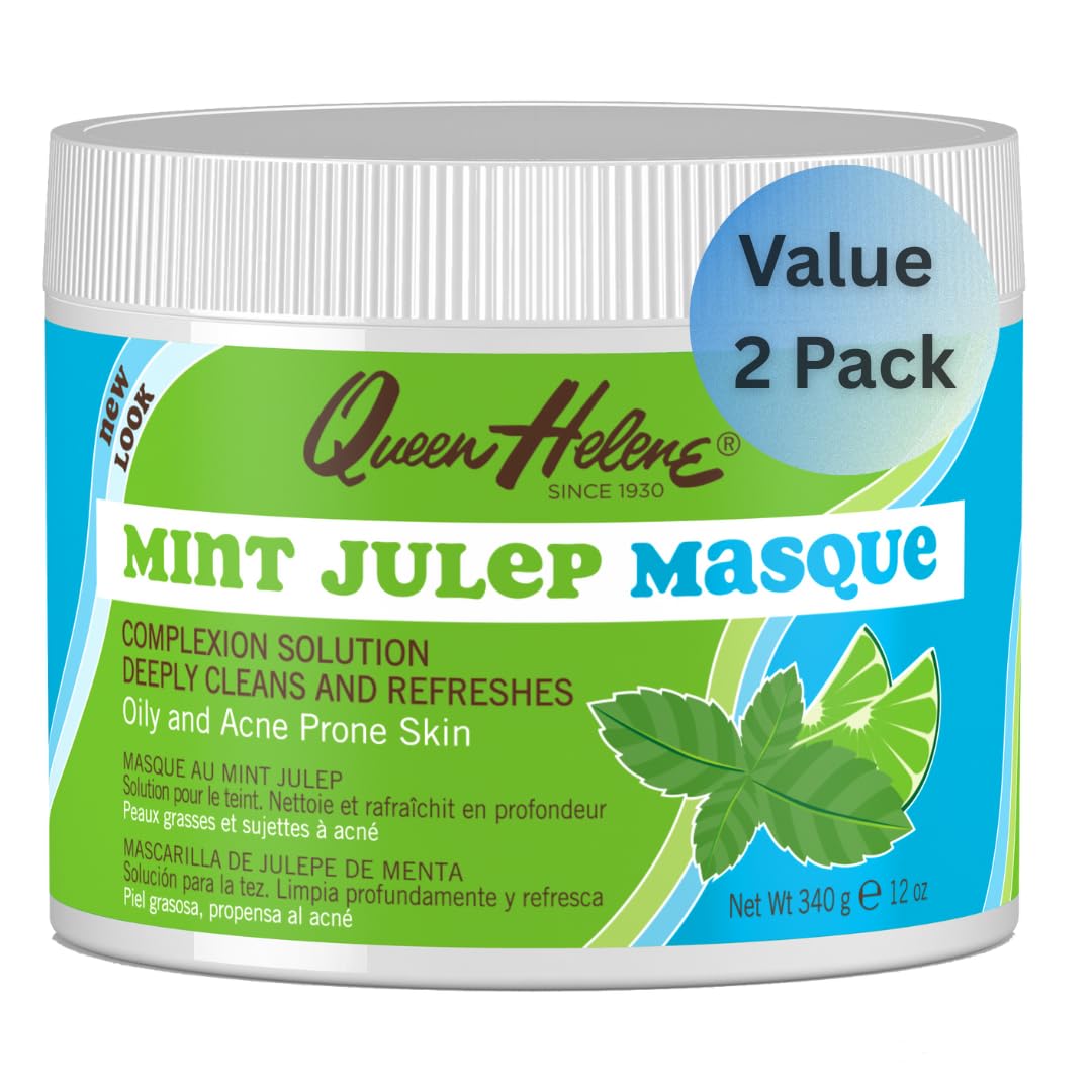 Queen Helene Mint Julep Masque jar highlights cooling clay for a refreshed complexion.