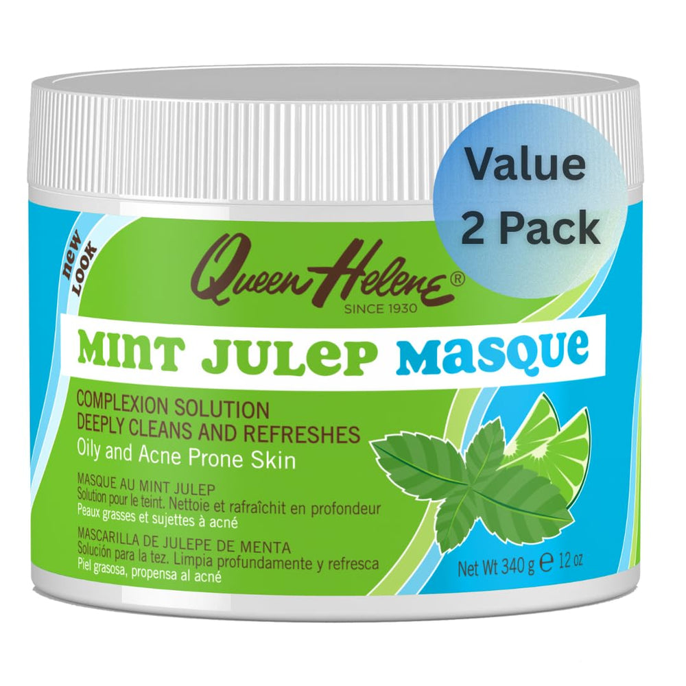 Queen Helene Mint Julep Masque jar highlights cooling clay for a refreshed complexion.