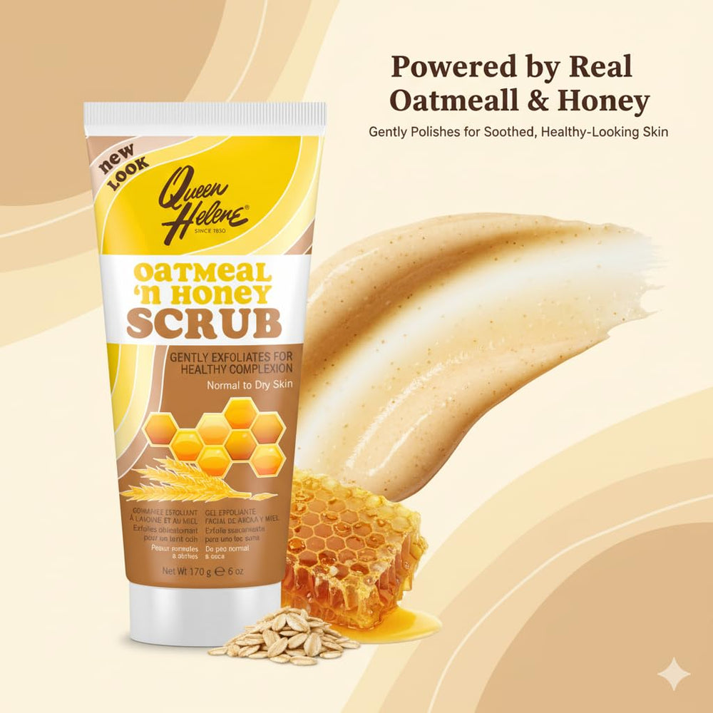 Queen Helene Oatmeal & Honey scrub texture close-up highlighting gentle cleansing action.