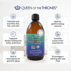 Queen of the Thrones Castor Oil golden elixir for skin and hair care