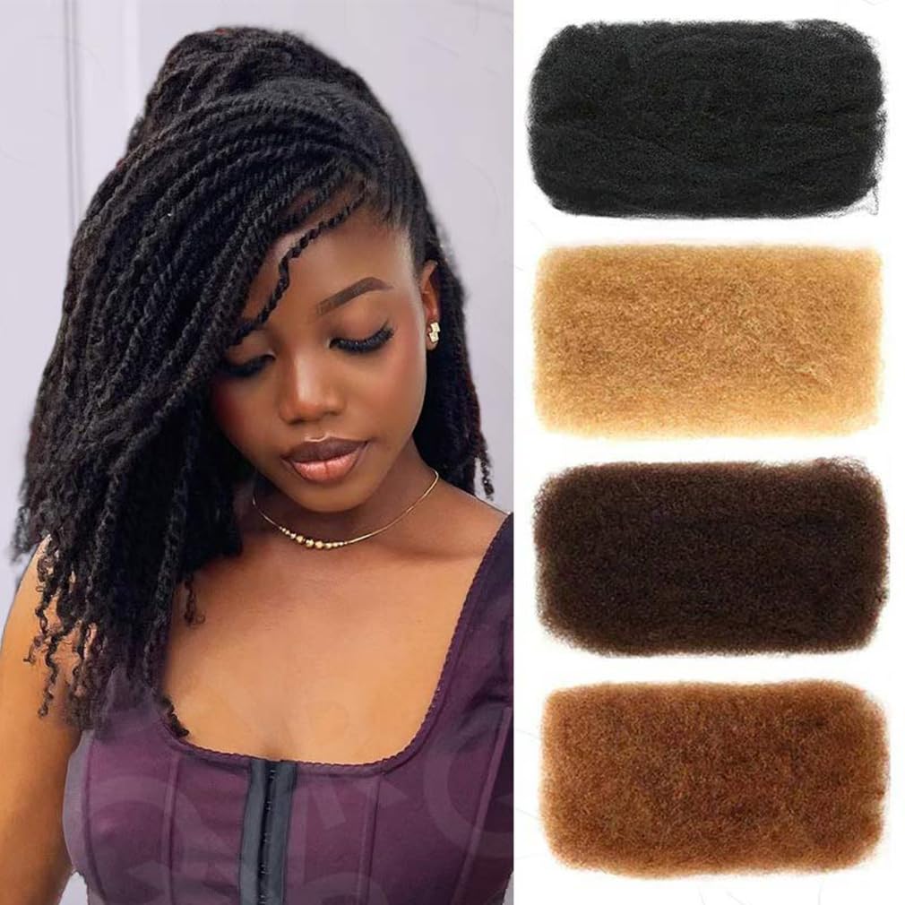 QUEEN VIRGIN REMY Afro kinky bulk hair shows curl definition for versatile styles.