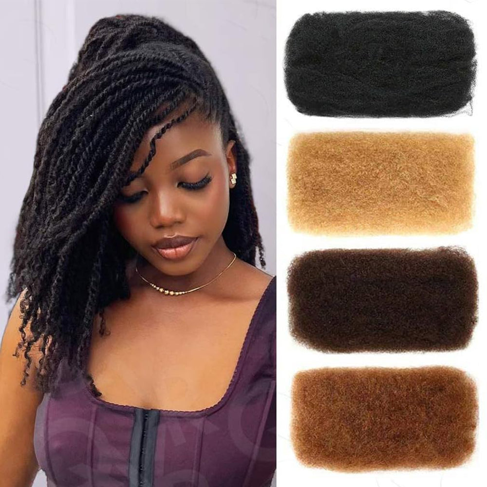 QUEEN VIRGIN REMY Afro kinky bulk hair shows curl definition for versatile styles.