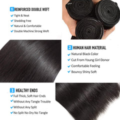 Queenset straight bundles 14in weft view highlights full-bodied shine