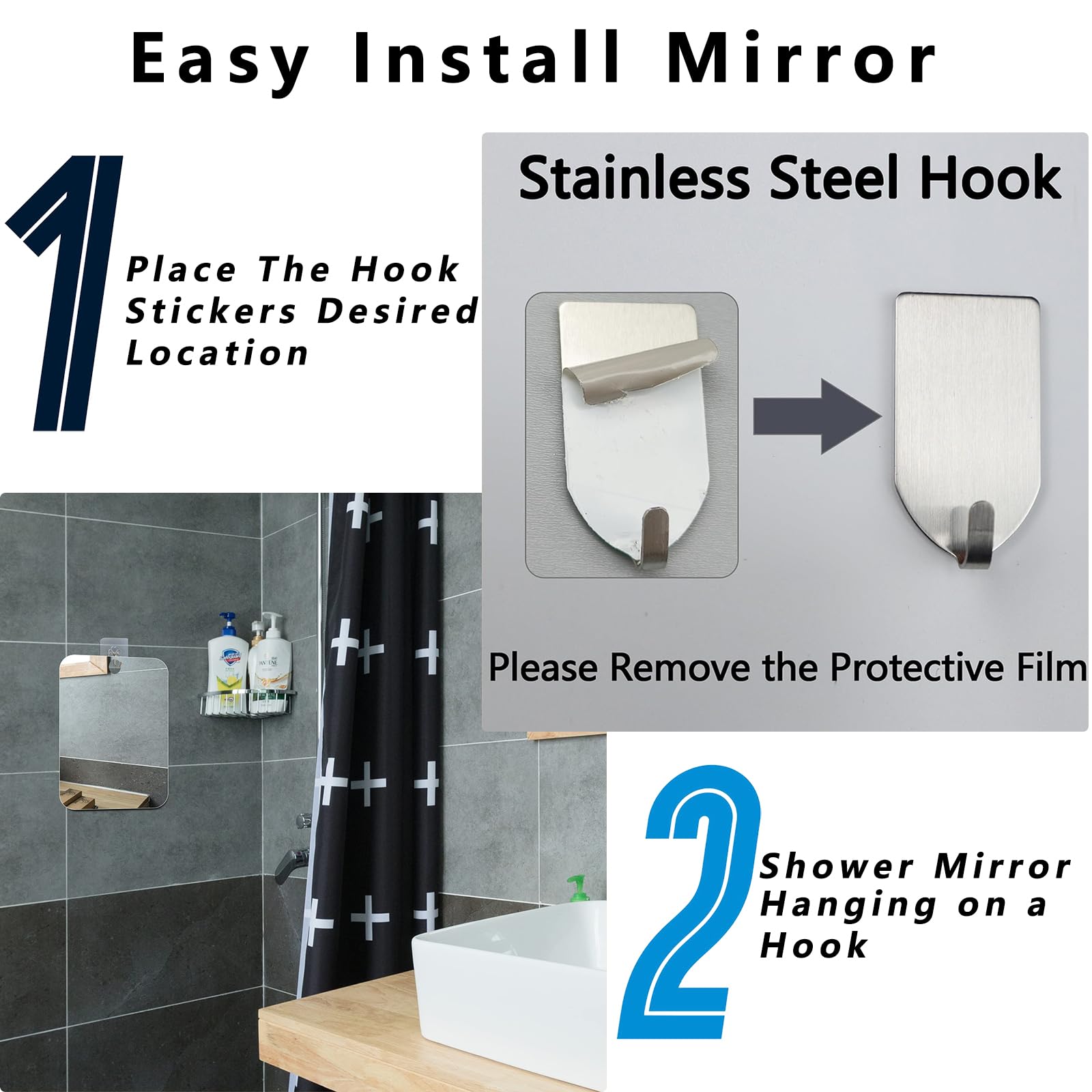 quegau bathroom wall hanging mirror ideal for daily grooming