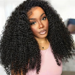 Querary Kinky Curly Half Wig, flip-over design for versatile styling without glue.