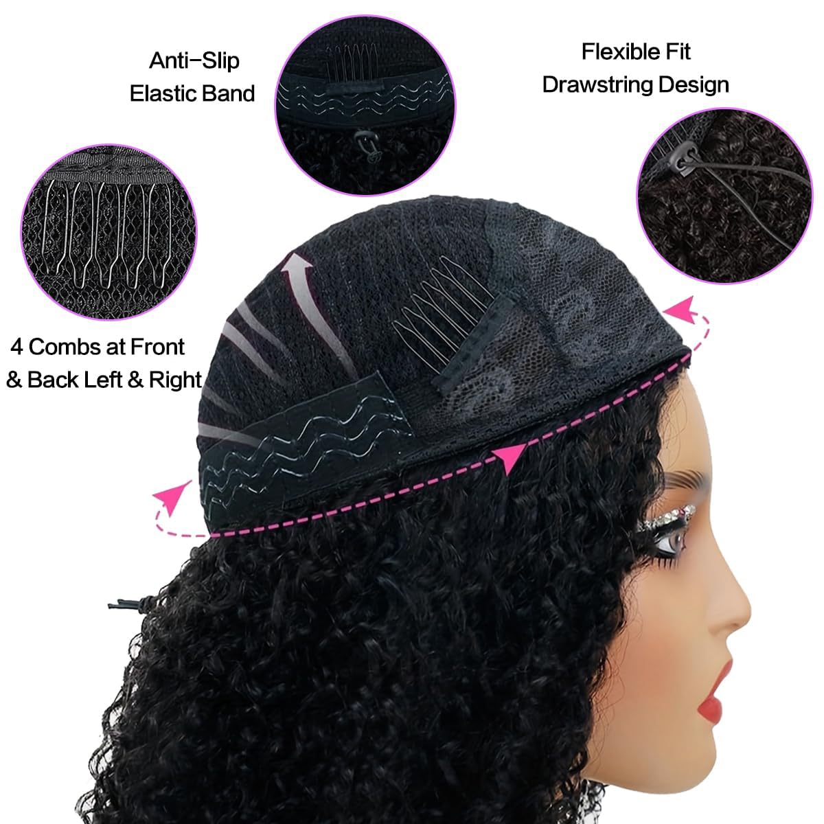 Querary kinky curly half wig demonstrates 20-inch length and full-volume density for natural fullness.