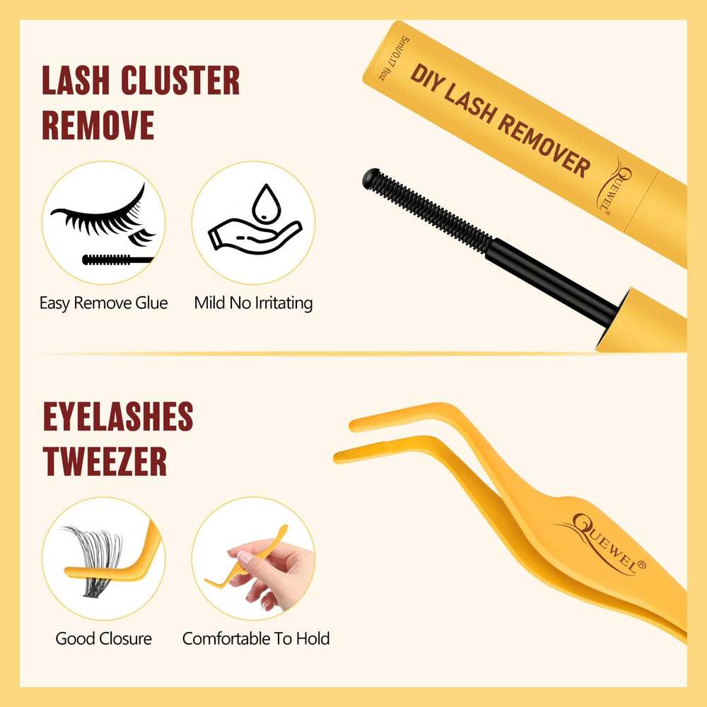 QUEWEL cluster lashes worn comfortably for all-day wear