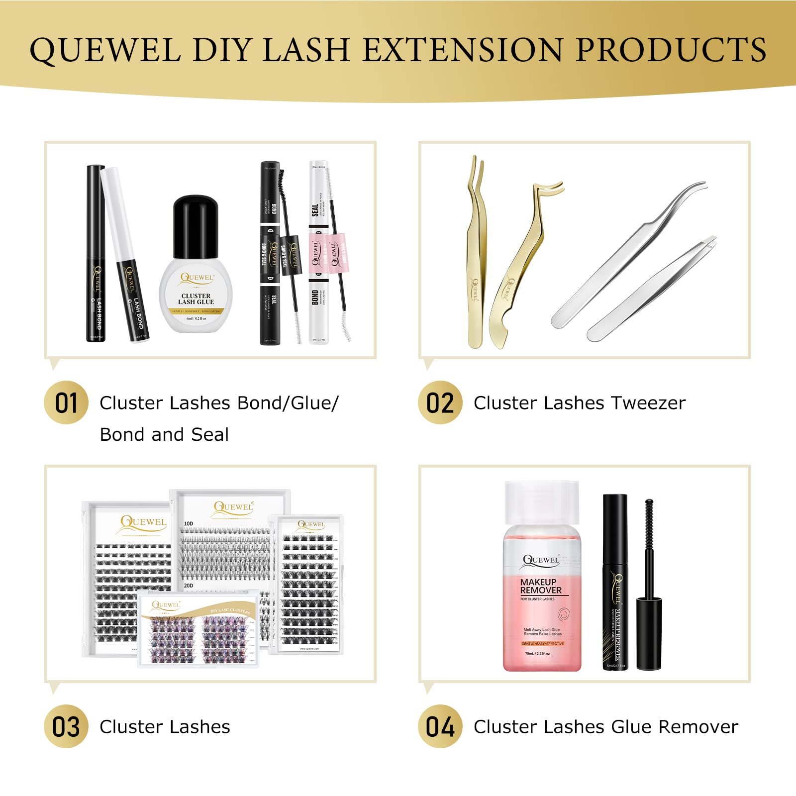 QUEWEL packaging design is elegant and easy to store and carry.