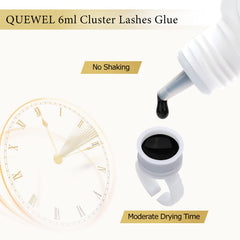 QUEWEL lash glue cap open for shake-free starts and easy access.