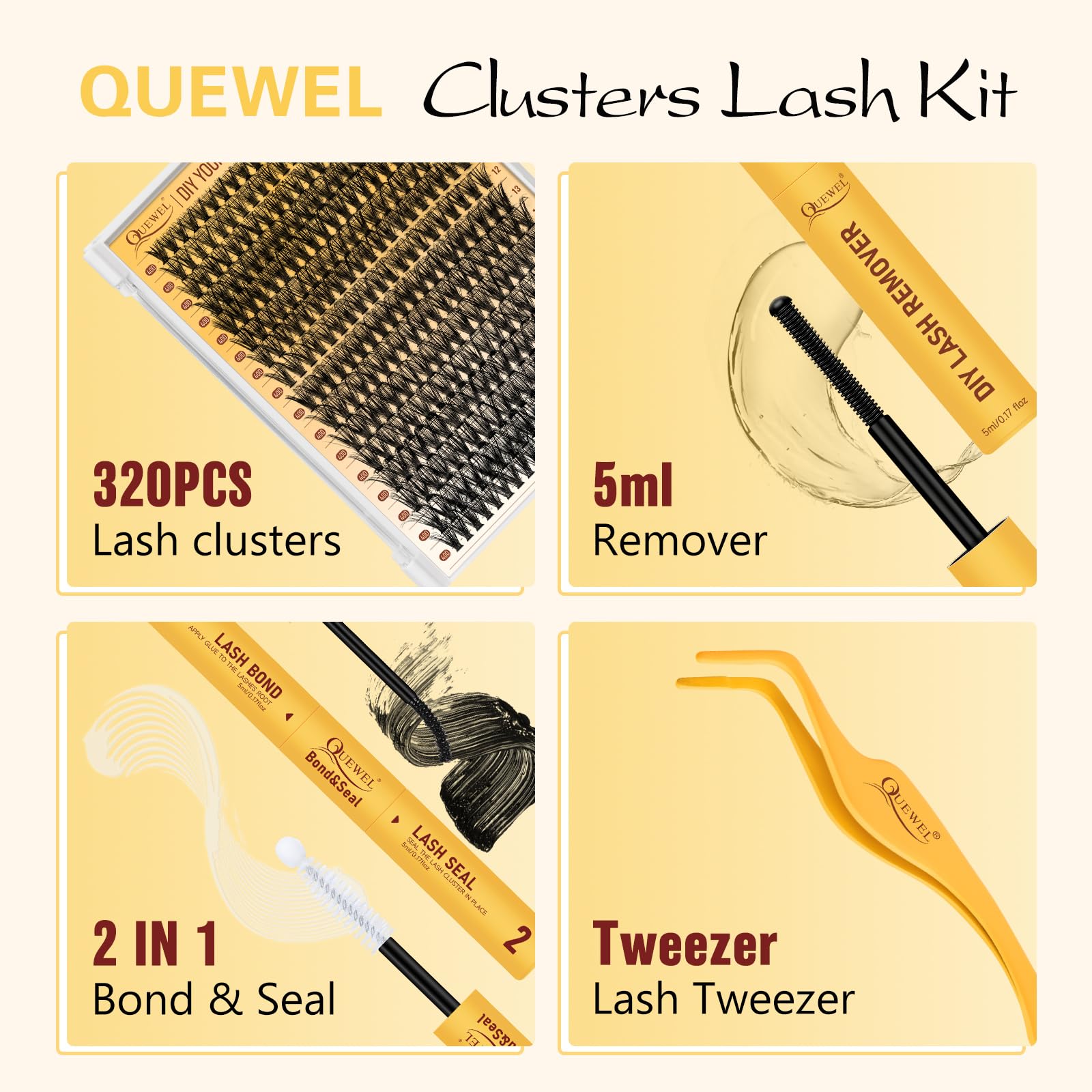 QUEWEL kit box display highlighting complete DIY set