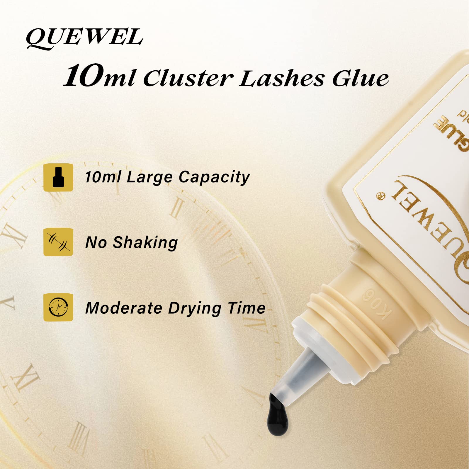 QUEWEL lash clusters glue bottle open without shaking for easy cluster lash use.