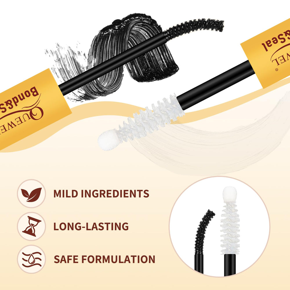 QUEWEL Lash Seal brush end for secure, long-lasting cluster hold.