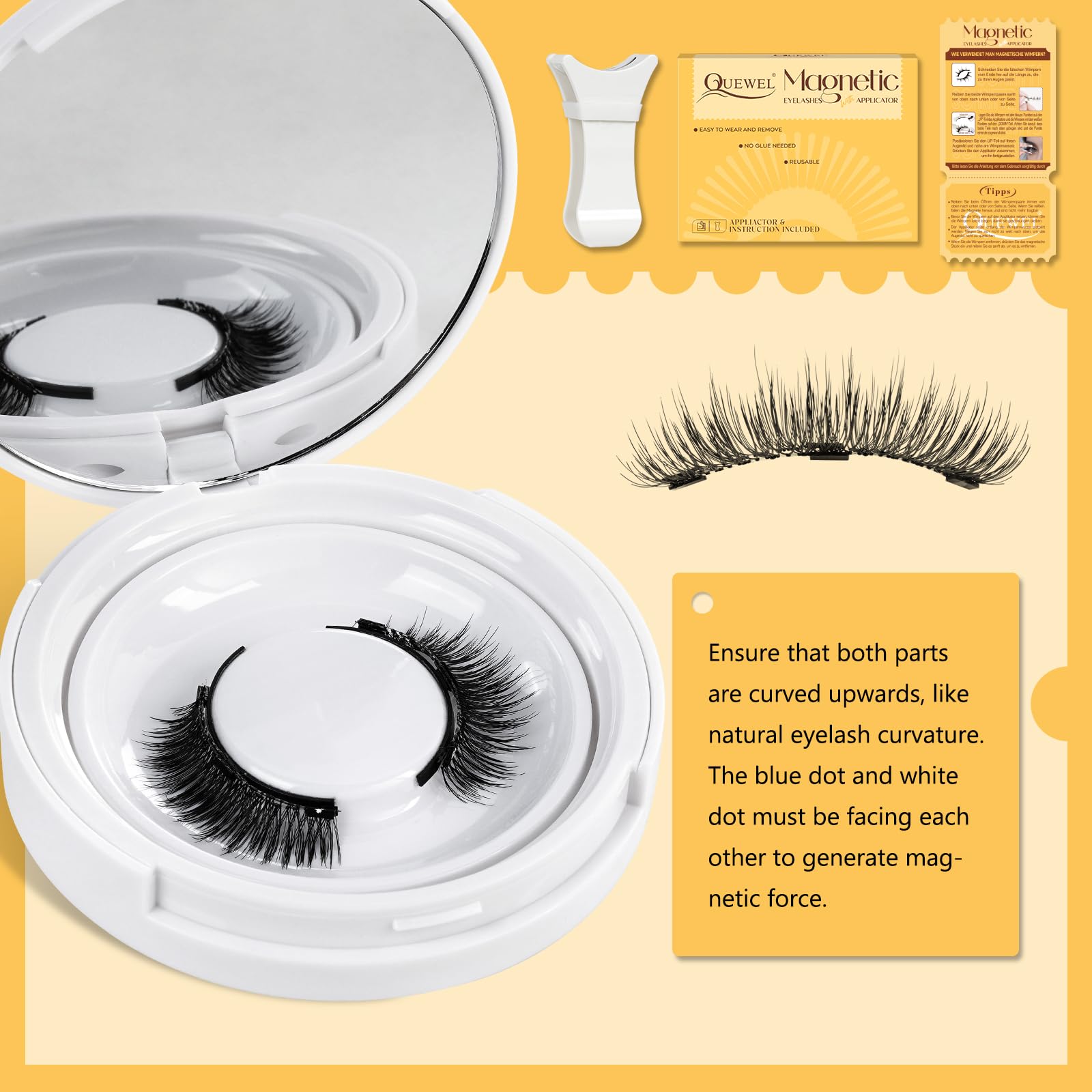 QUEWEL magnetic lashes held and ready to apply by magnets