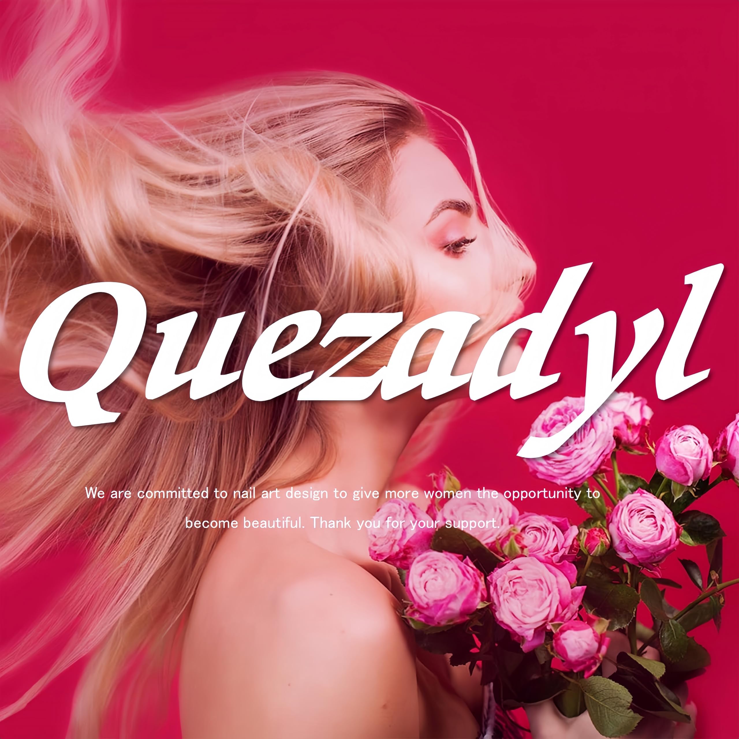 Quezadyl caja de diseño rosado para manicura casera fácil.