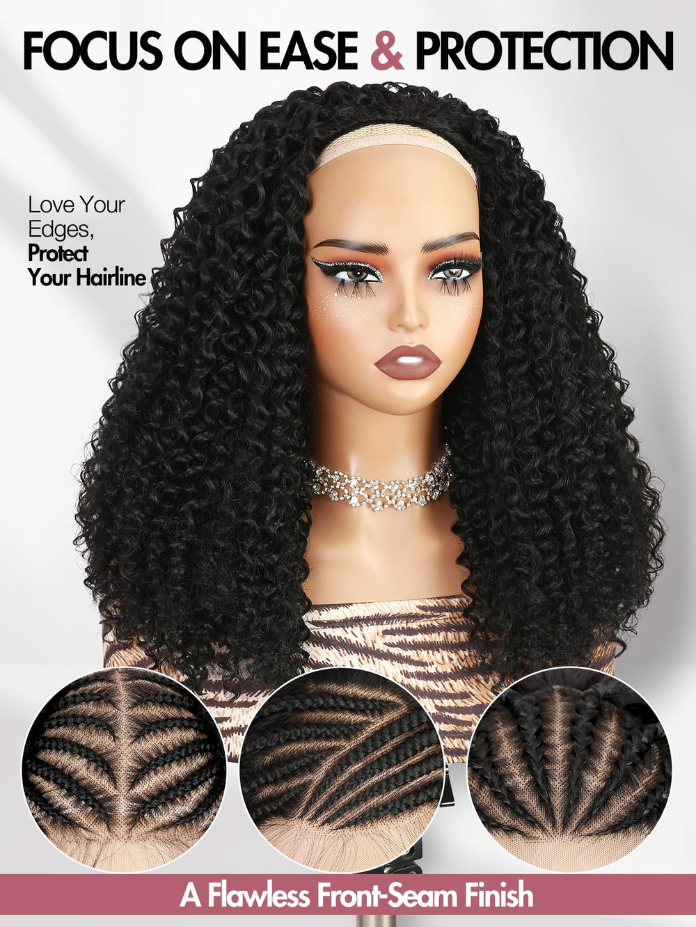 Quickwig glueless cap with adjustable combs displayed for secure, easy fit