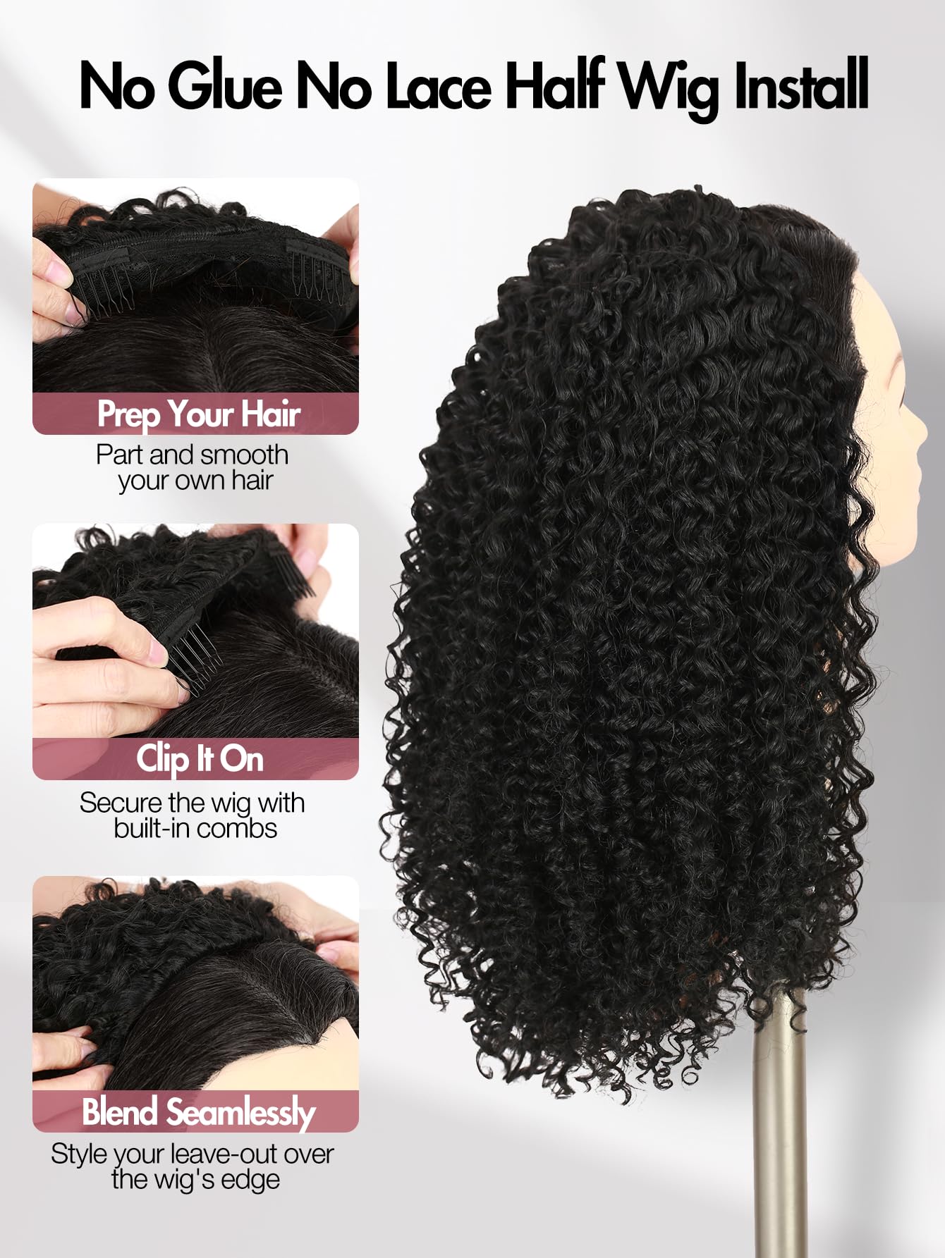 Quickwig half wig with ponytail option for instant updo