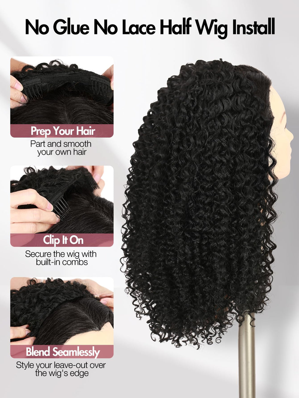 Quickwig half wig with ponytail option for instant updo