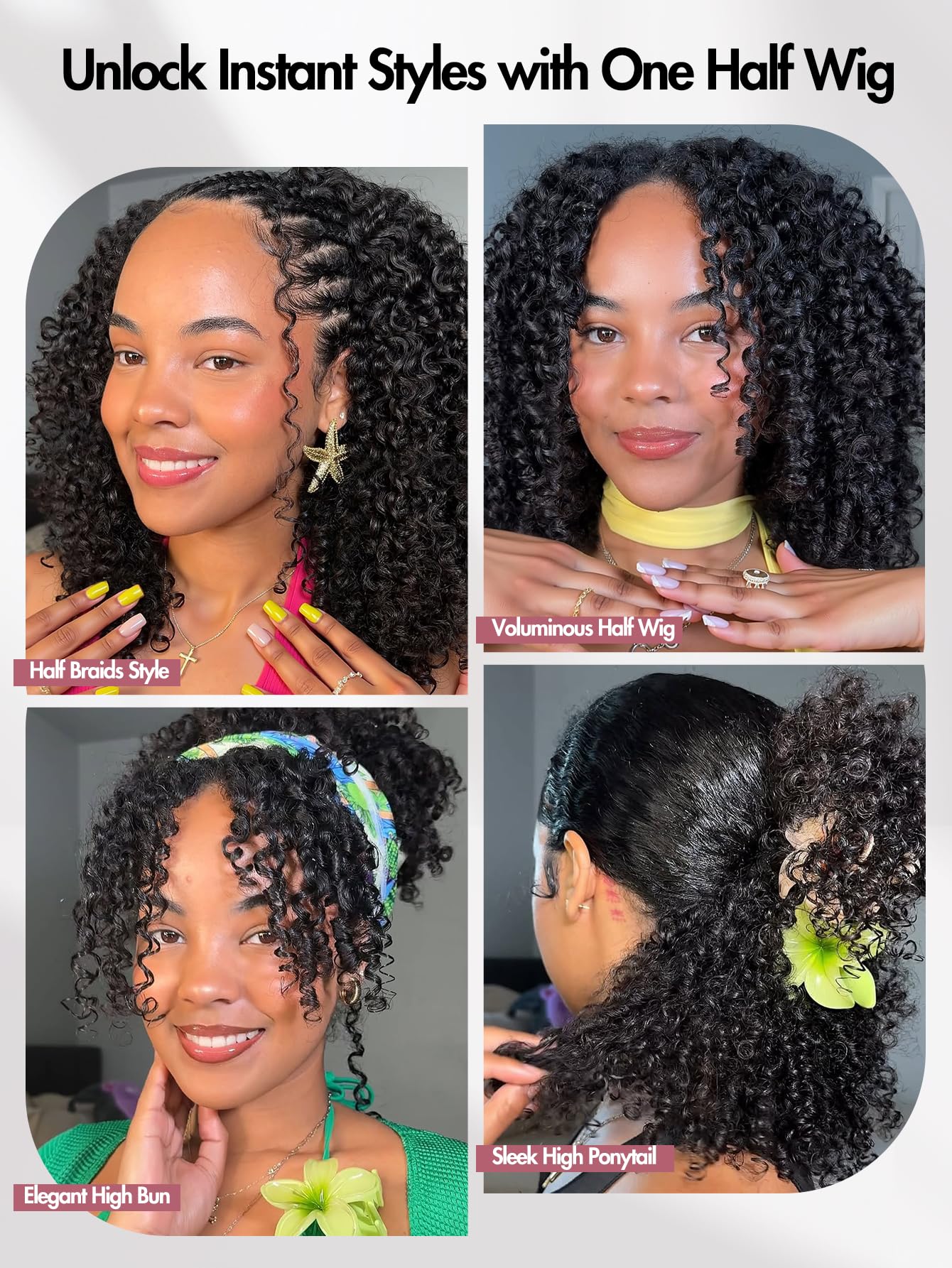 Quickwig headband wig secured on head for hands-free styling