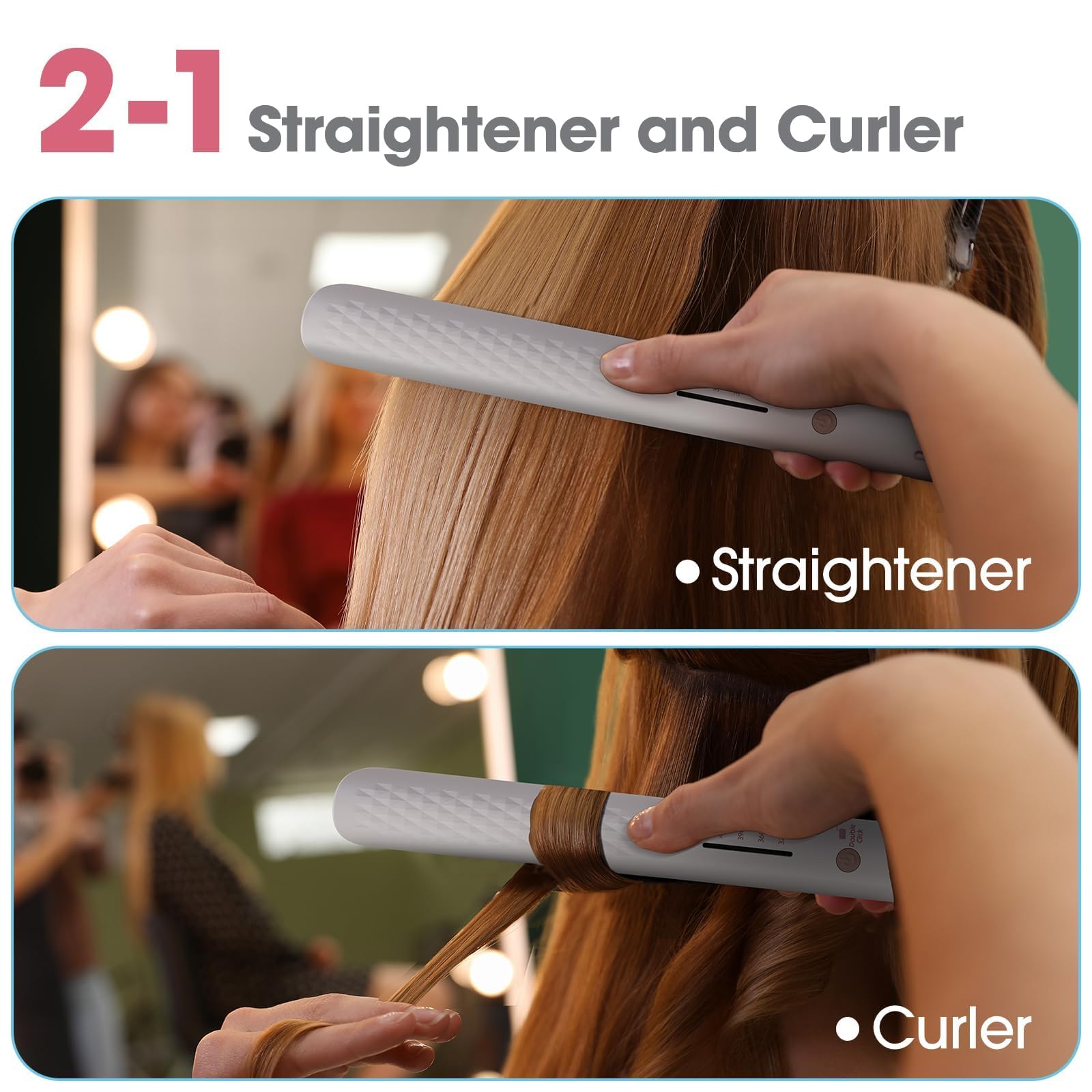 Quico Hair Straightener negative ion plates reduce frizz and add shine.