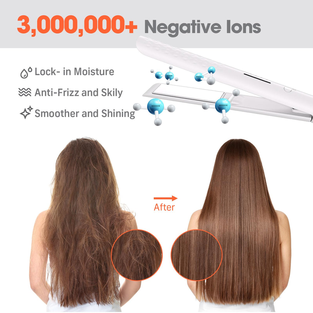 QUICO hair straightener with glove highlights safe styling and anti-scorch protection.