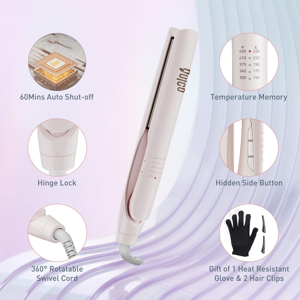 QUICO Upgrade Hair Straightener gift set with gloves and clips for convenient styling
