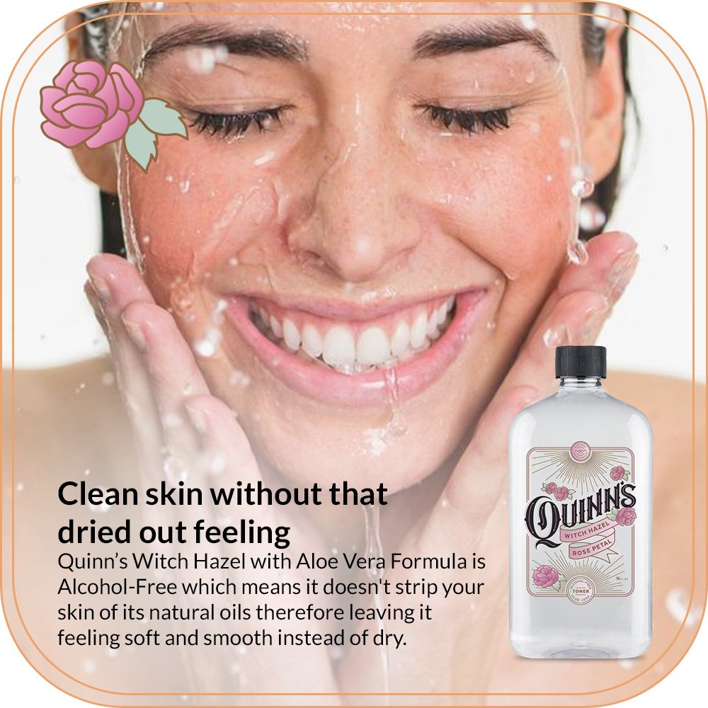 Quinn's hamamelis sin alcohol Rosa, aplicación tonificante para piel normal