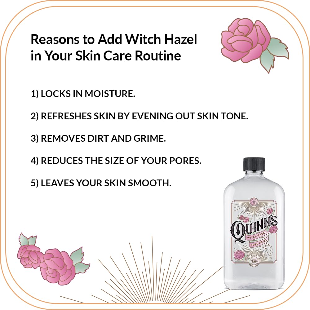 Quinn's hamamelis sin alcohol Rosa, adecuado para todos los tipos de piel