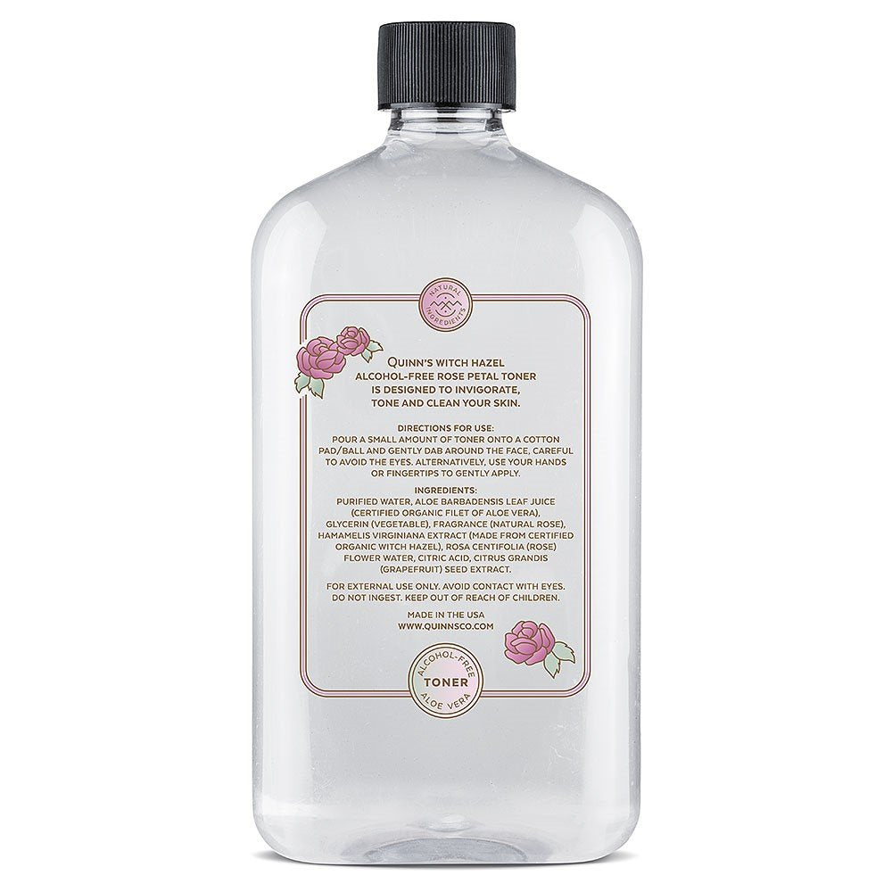Quinn's hamamelis sin alcohol Rosa, presentación en botella para uso diario