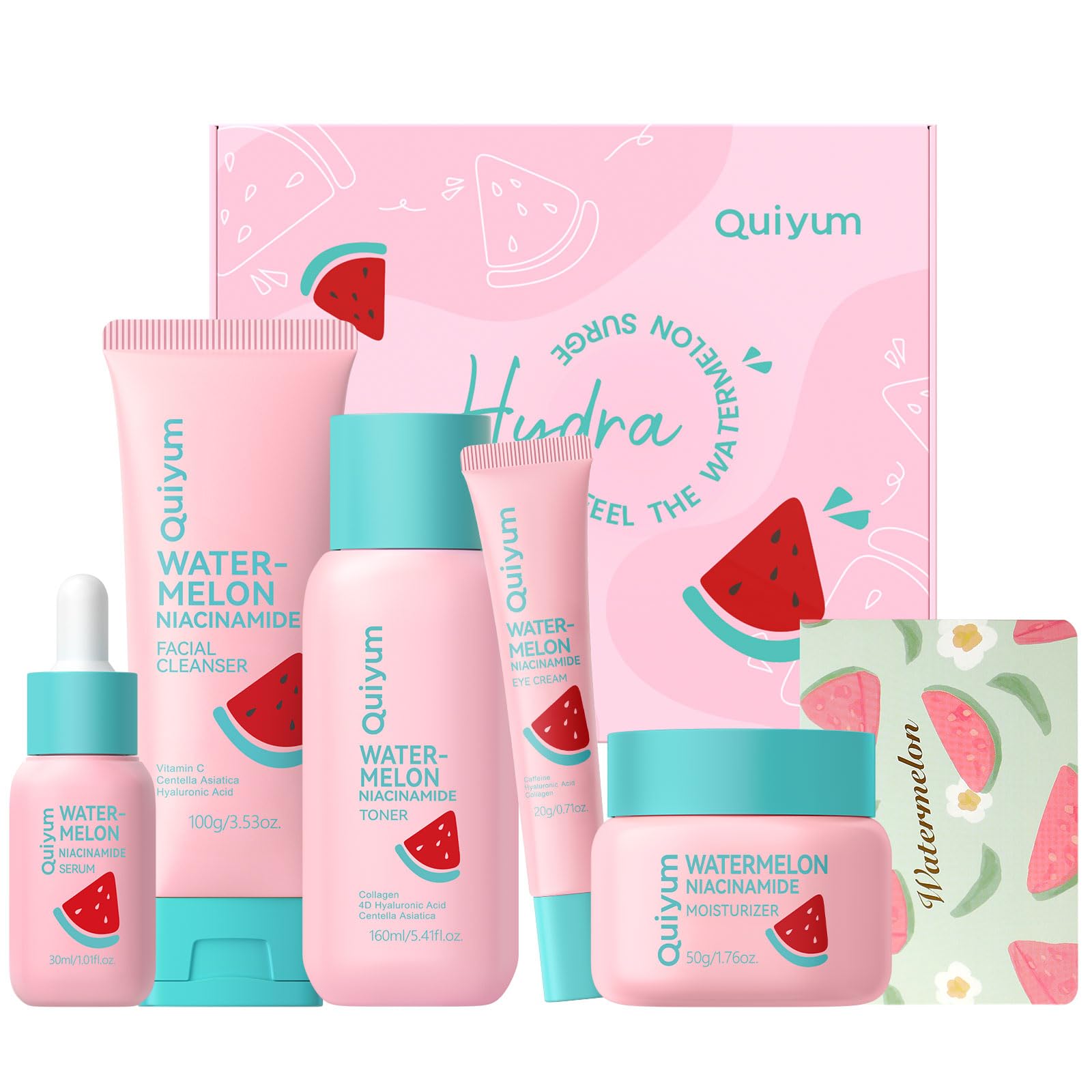 QUIYUM Serum Sandía, frasco elegante para hidratación ligera y brillo natural