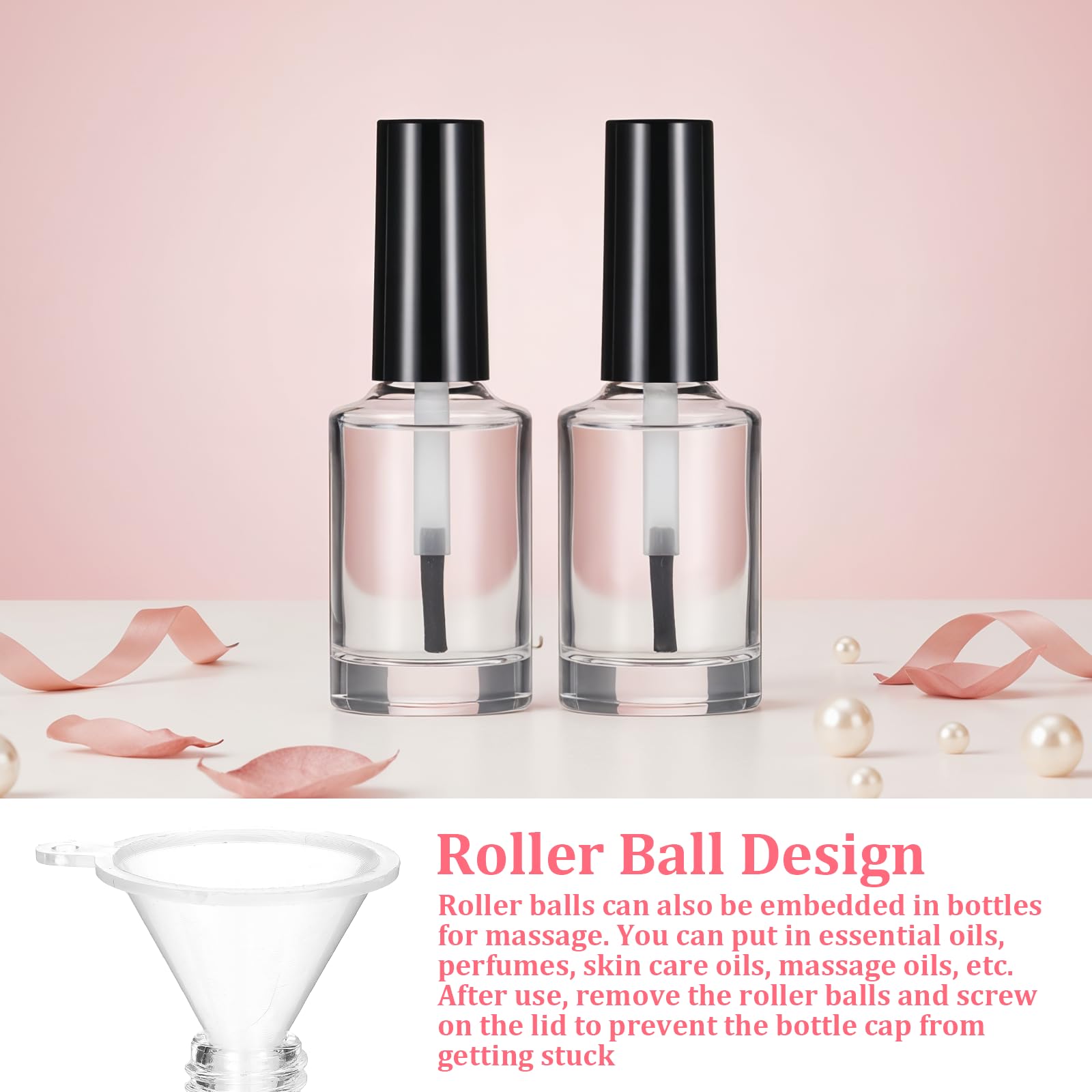 Qulkws 15ml glass bottle with cap ideal for portable DIY nail art storage.