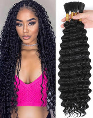Qulueo 22-Inch human braiding hair in deep wave bundles for long-lasting styles.