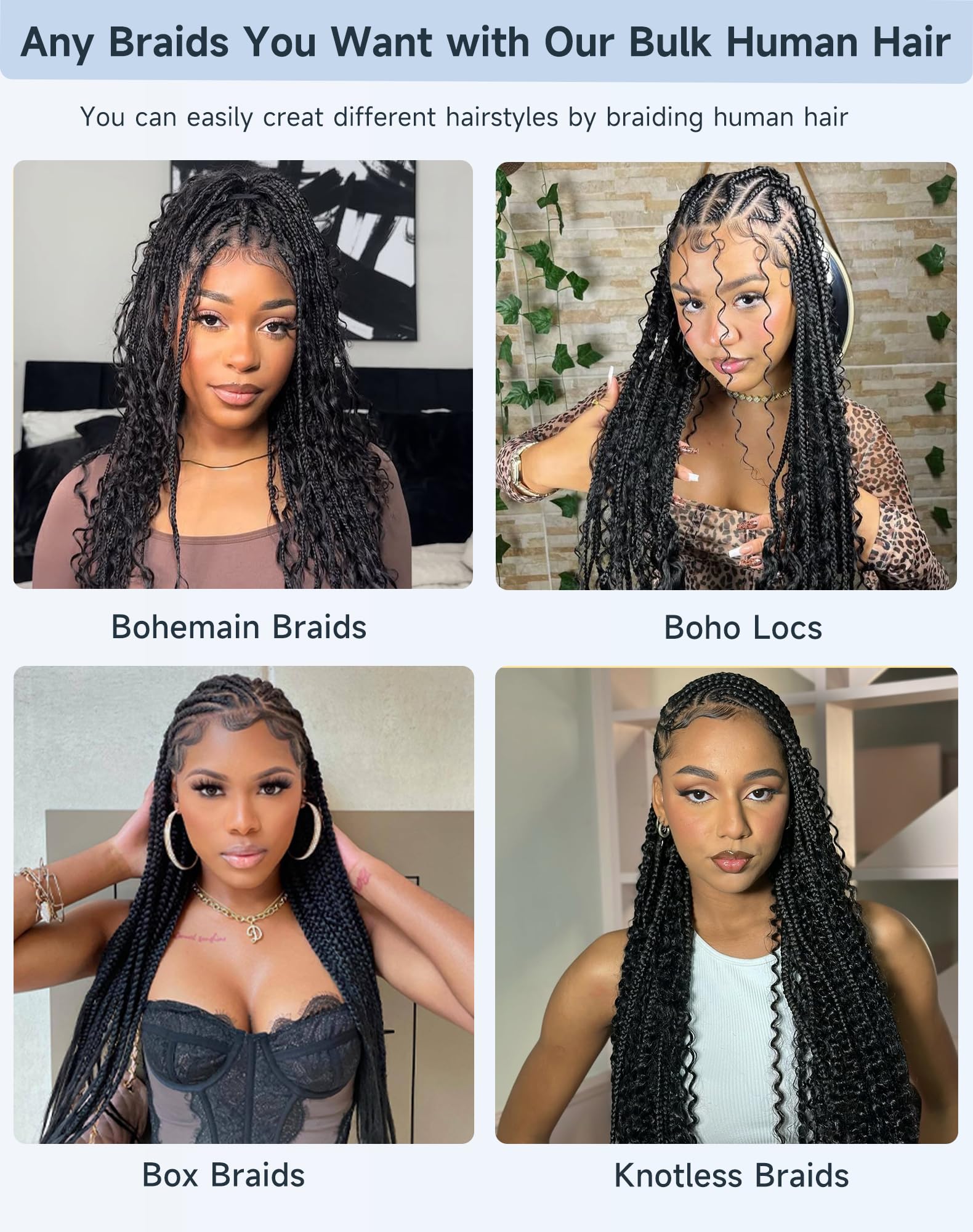 Qulueo crochet braids provide soft, natural flow for quick looks.
