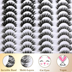 QUNETY Cat Eye Lashes Clear Band ensures seamless lash line blending