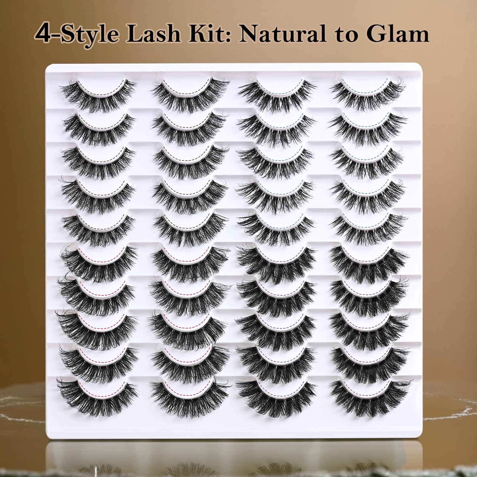 QUNETY Cat Eye Lashes Pack includes 20 pairs for versatile styling
