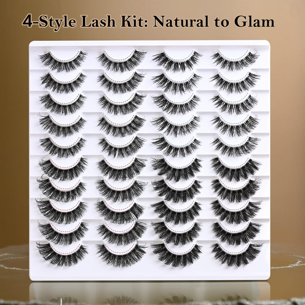 QUNETY Cat Eye Lashes Pack includes 20 pairs for versatile styling