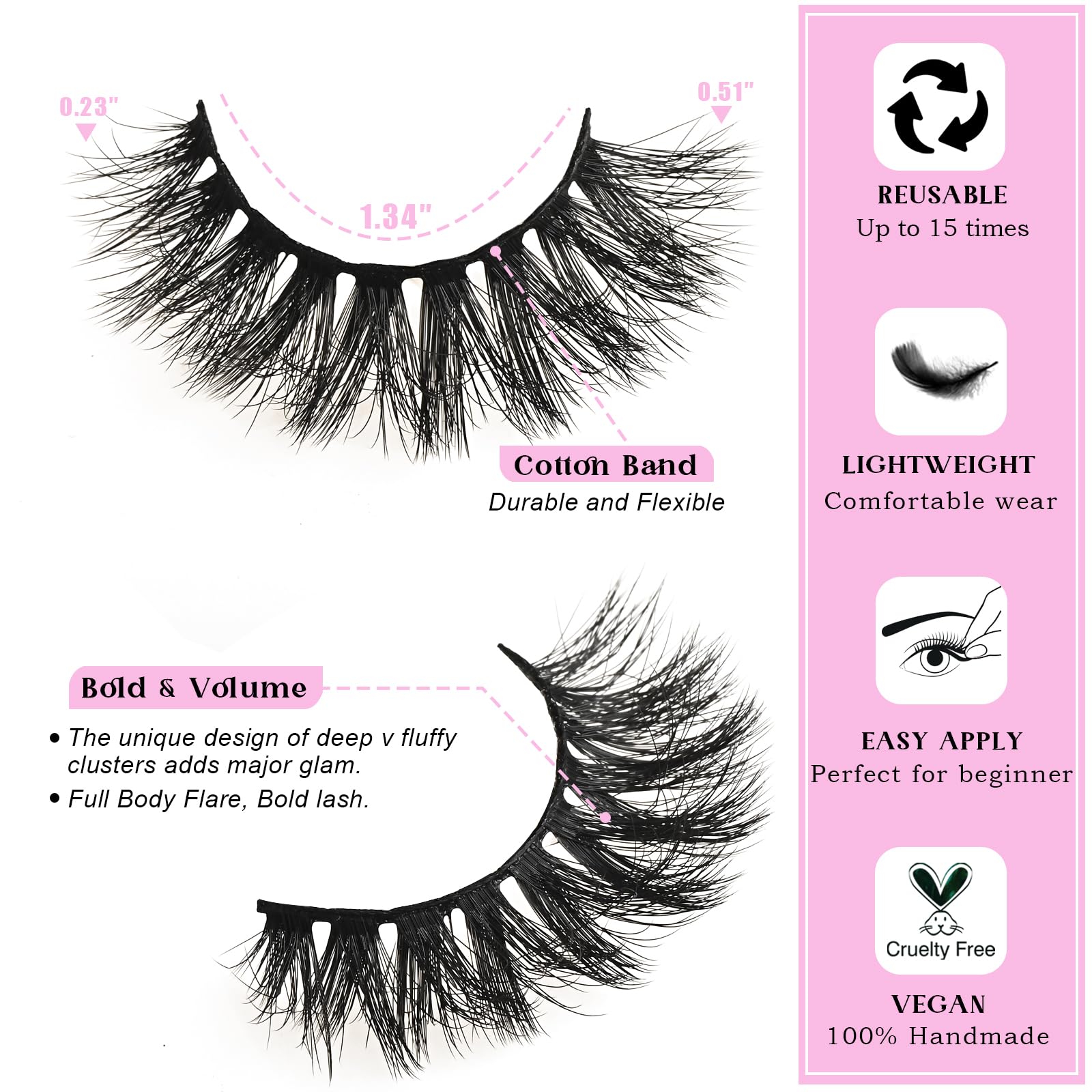 QUNETY 14-pairs bulk pack lashes for versatile daily wear