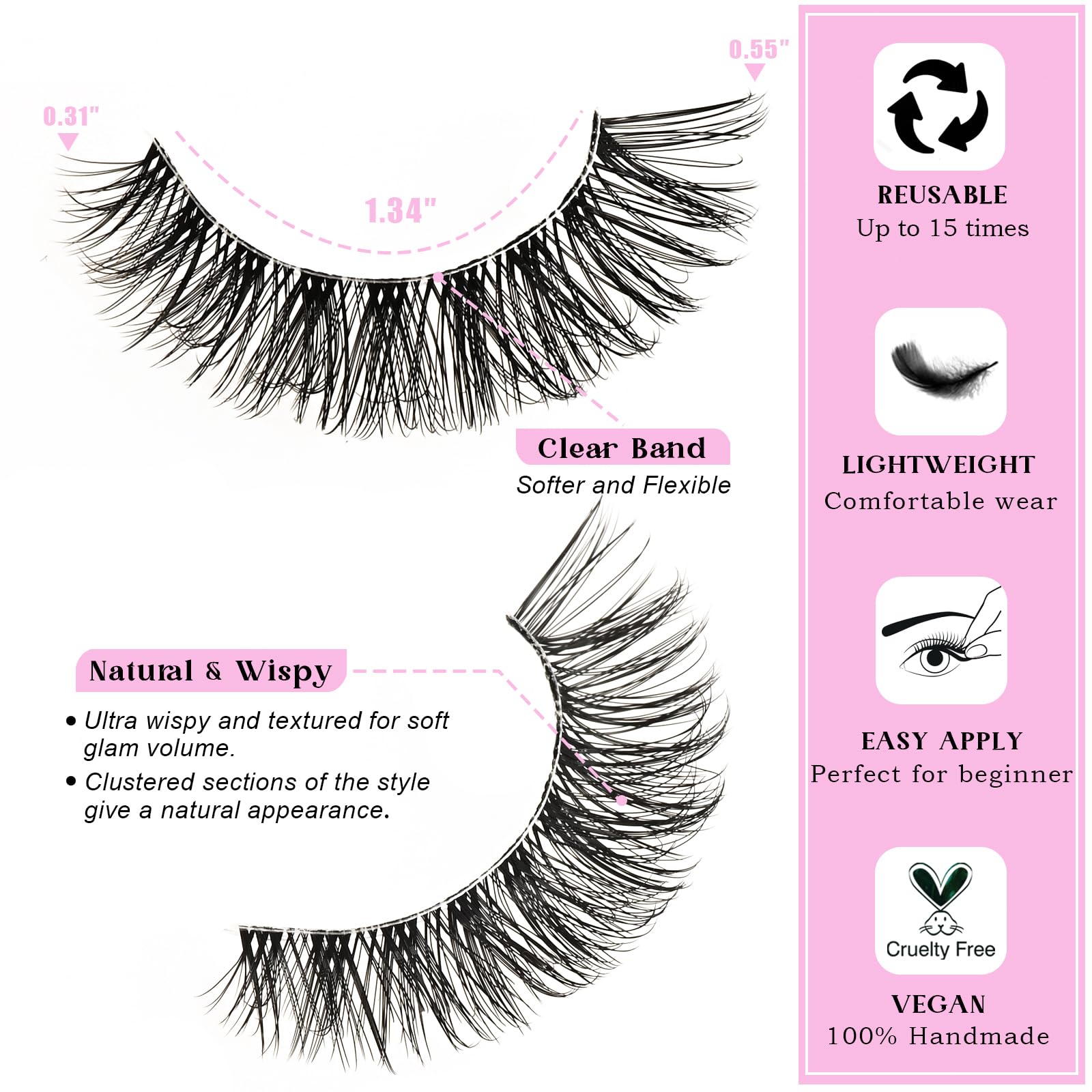QUNETY Lashes 14-pair pack display with variety for the week